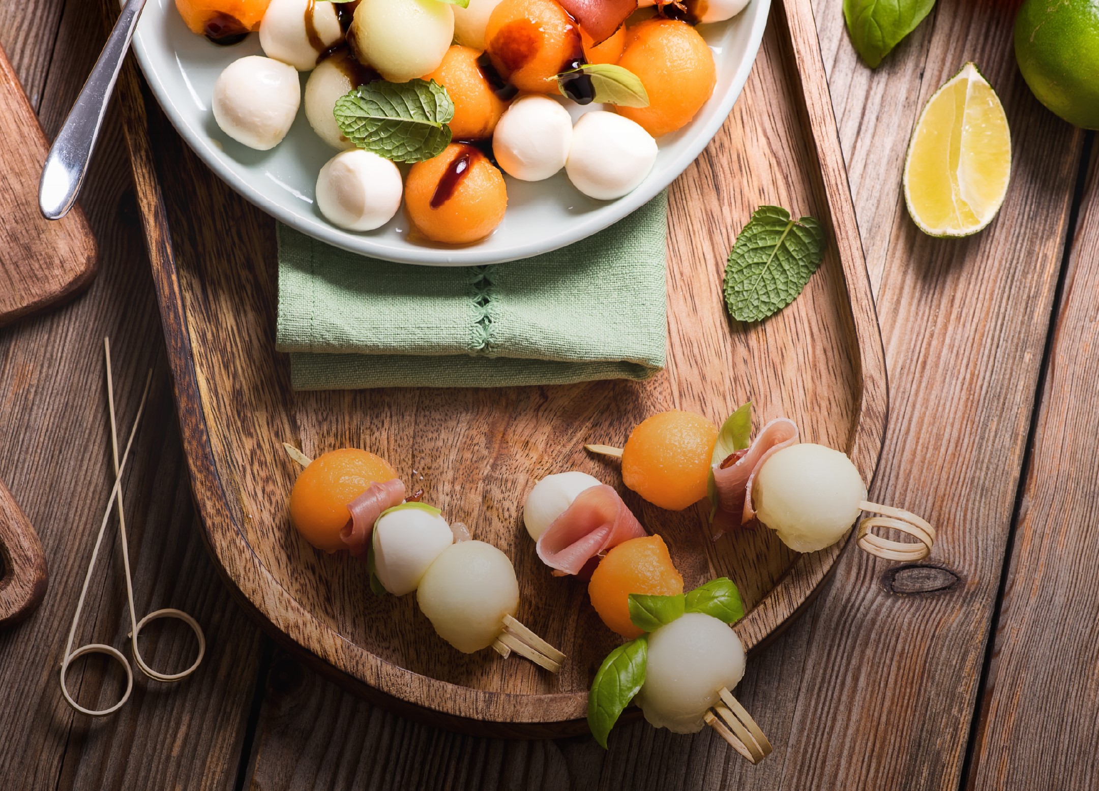 Receitas de Espetadas de Melão com Presunto