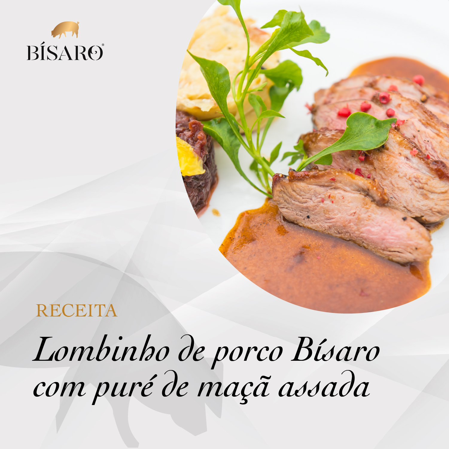 Lombinho de porco Bísaro com puré de maça assada