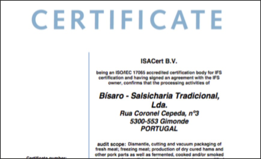 Um dia que marca a nossa história | Certificação IFS Food